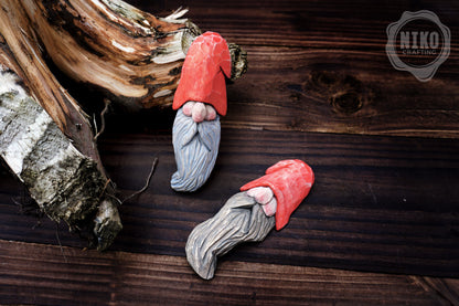 Hand-Carved Wooden Gnome Fridge Magnet – Personalized Rustic Home Décor - Basswood Dwarf figurine.