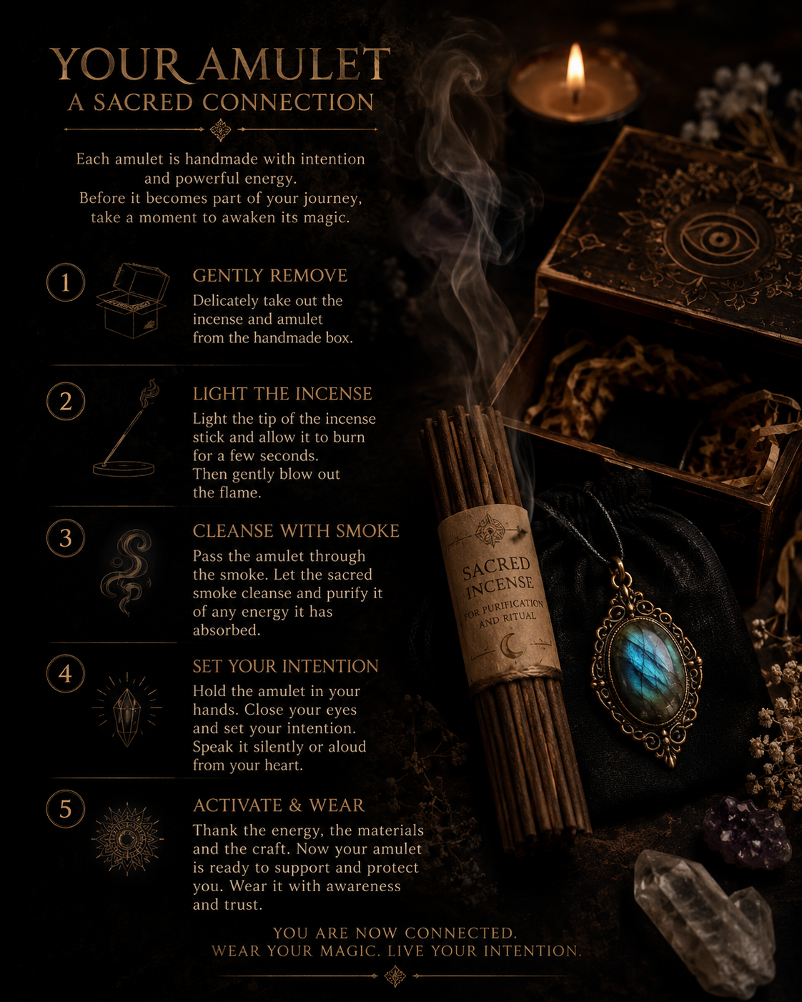 Child Protection - Personalised Viking Rune Talisman - Oak Wood Norse Charm Necklace - Incense and Pendant - Handmade Box