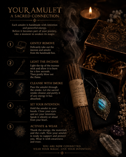 Child Protection - Personalised Viking Rune Talisman - Oak Wood Norse Charm Necklace - Incense and Pendant - Handmade Box