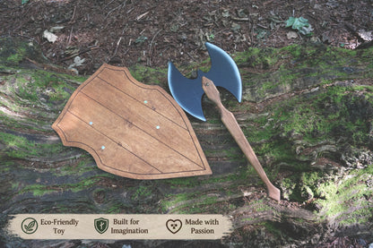 Wooden Viking Axe and Round Shield - Handmade Personalised Toy (Copy)