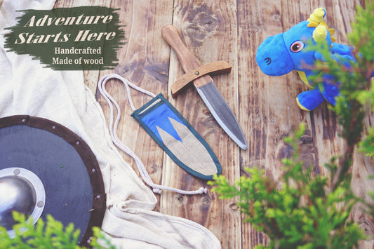 Small Wooden Sword with Scabbard. Handmade, Personalised Toy - Viking, Medieval, Fantasy Dagger.
