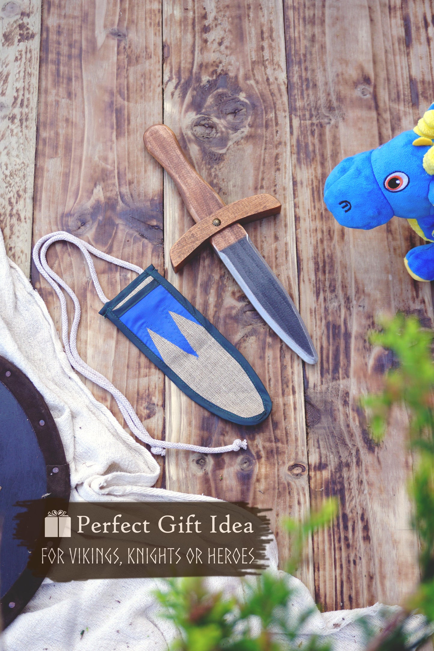 Small Wooden Sword with Scabbard. Handmade, Personalised Toy - Viking, Medieval, Fantasy Dagger.