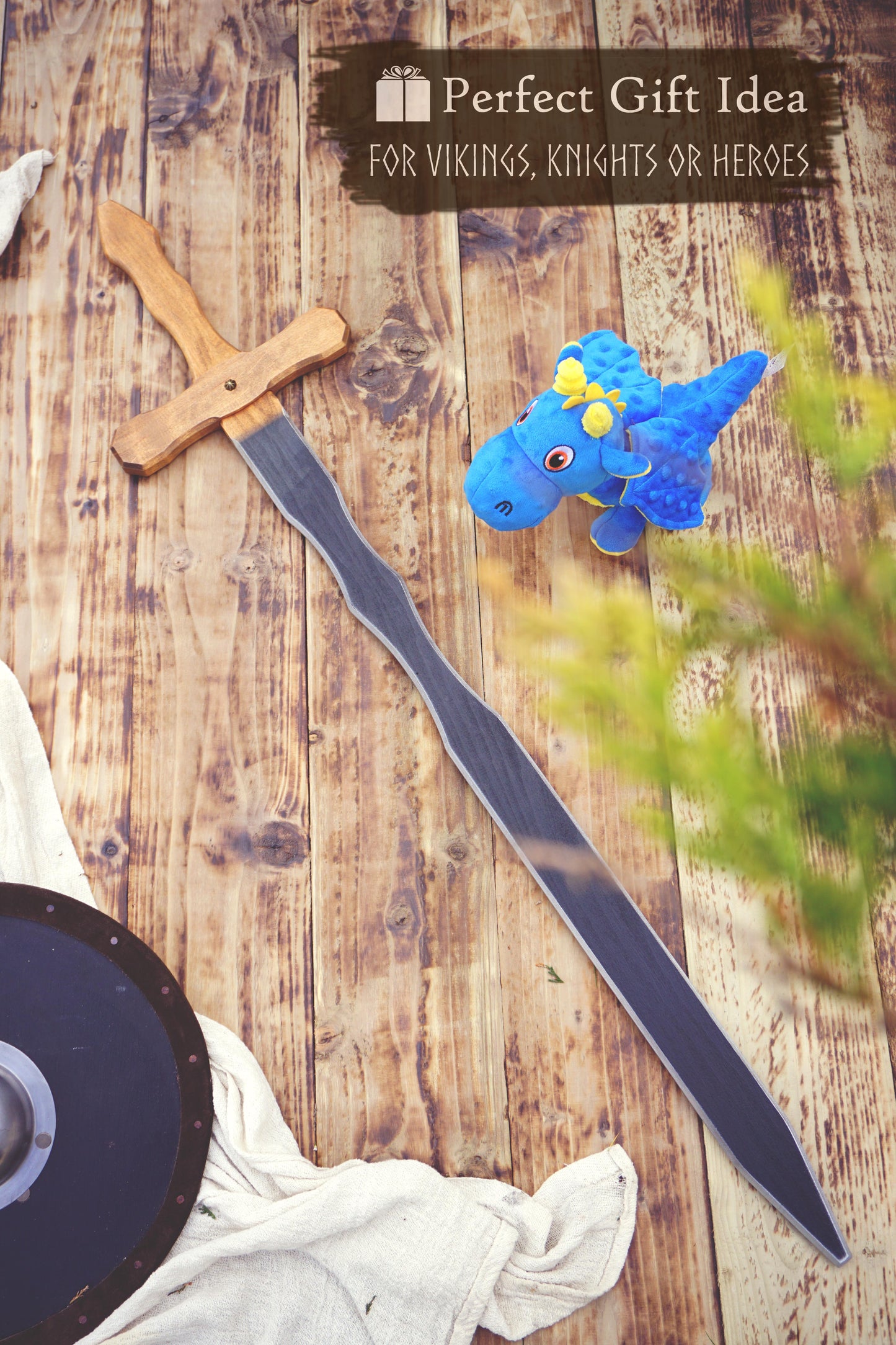 Large Wooden Two-Handed Toy Sword – Handmade Personalised Gift