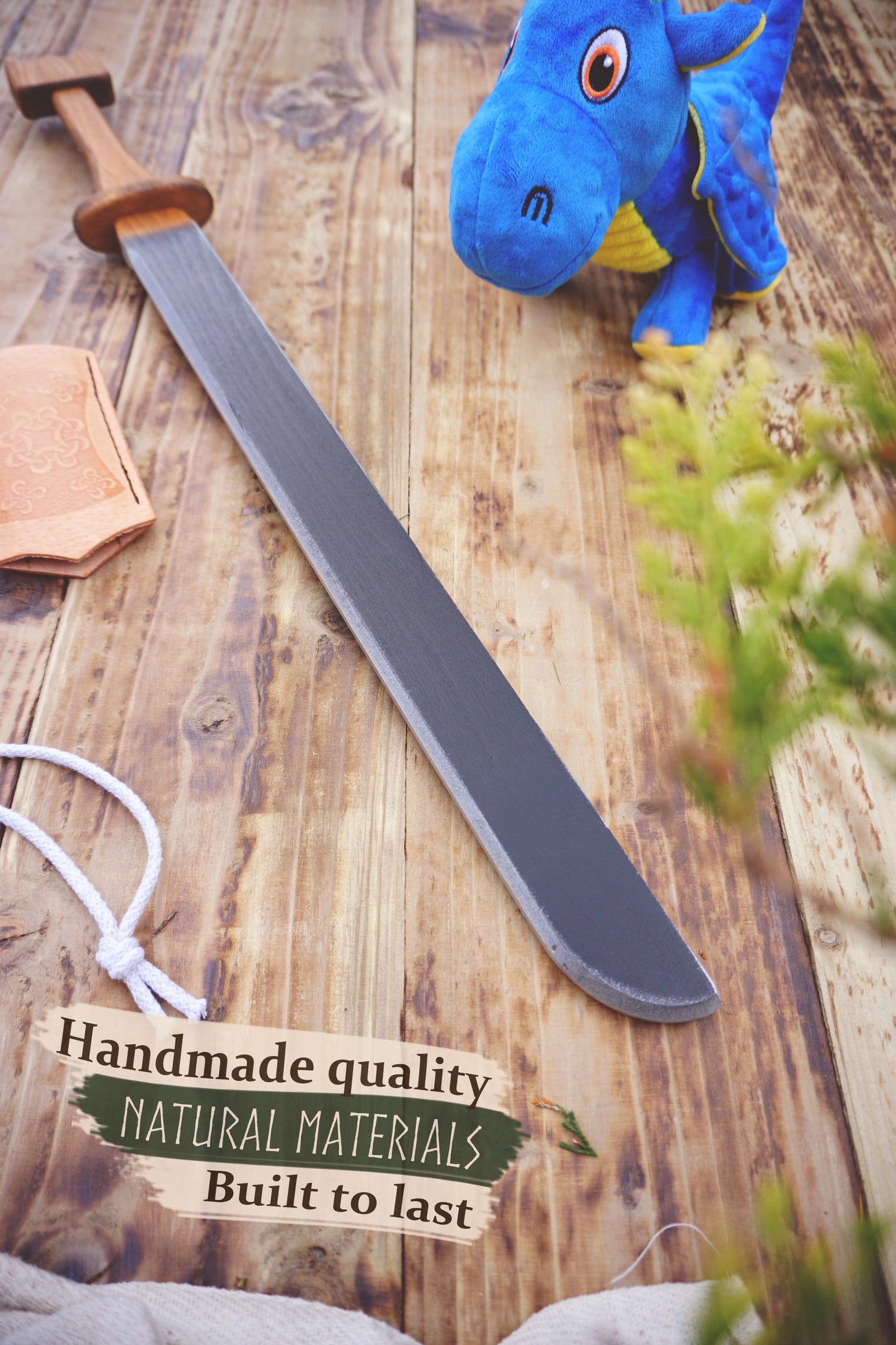 Wooden Viking swords - Langsax (Scramasax) - Handmade, Personalised Single edged toy Sword with Leather scabbard
