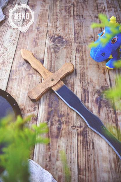 Large Wooden Two-Handed Toy Sword – Handmade Personalised Gift
