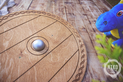 Wooden Toy Viking Sword and Round Shield Set: Handmade Personalised Gift - B