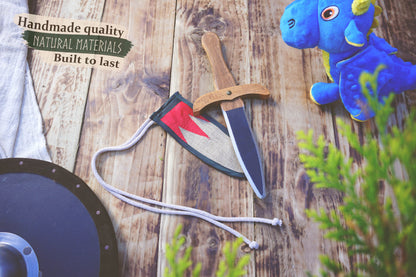 Small Wooden Sword with Scabbard. Handmade, Personalised Toy - Viking, Medieval, Fantasy Dagger.