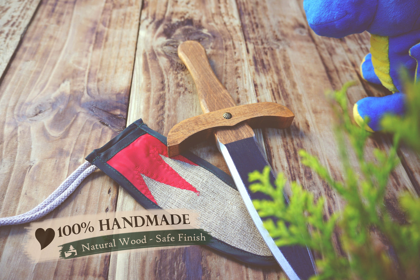 Small Wooden Sword with Scabbard. Handmade, Personalised Toy - Viking, Medieval, Fantasy Dagger.