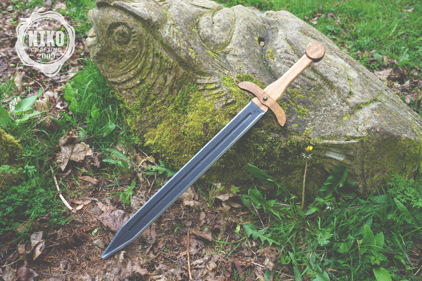 Personalised Wooden Sword for Kids – Handmade Medieval Knight Costume Toy with Leather Scabbard