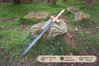 Large Wooden Two-Handed Toy Sword – Handmade Personalised Gift