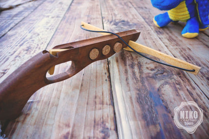 Wooden Cork-Crossbow and 3 corck: Handmade, Personalised Gift toy