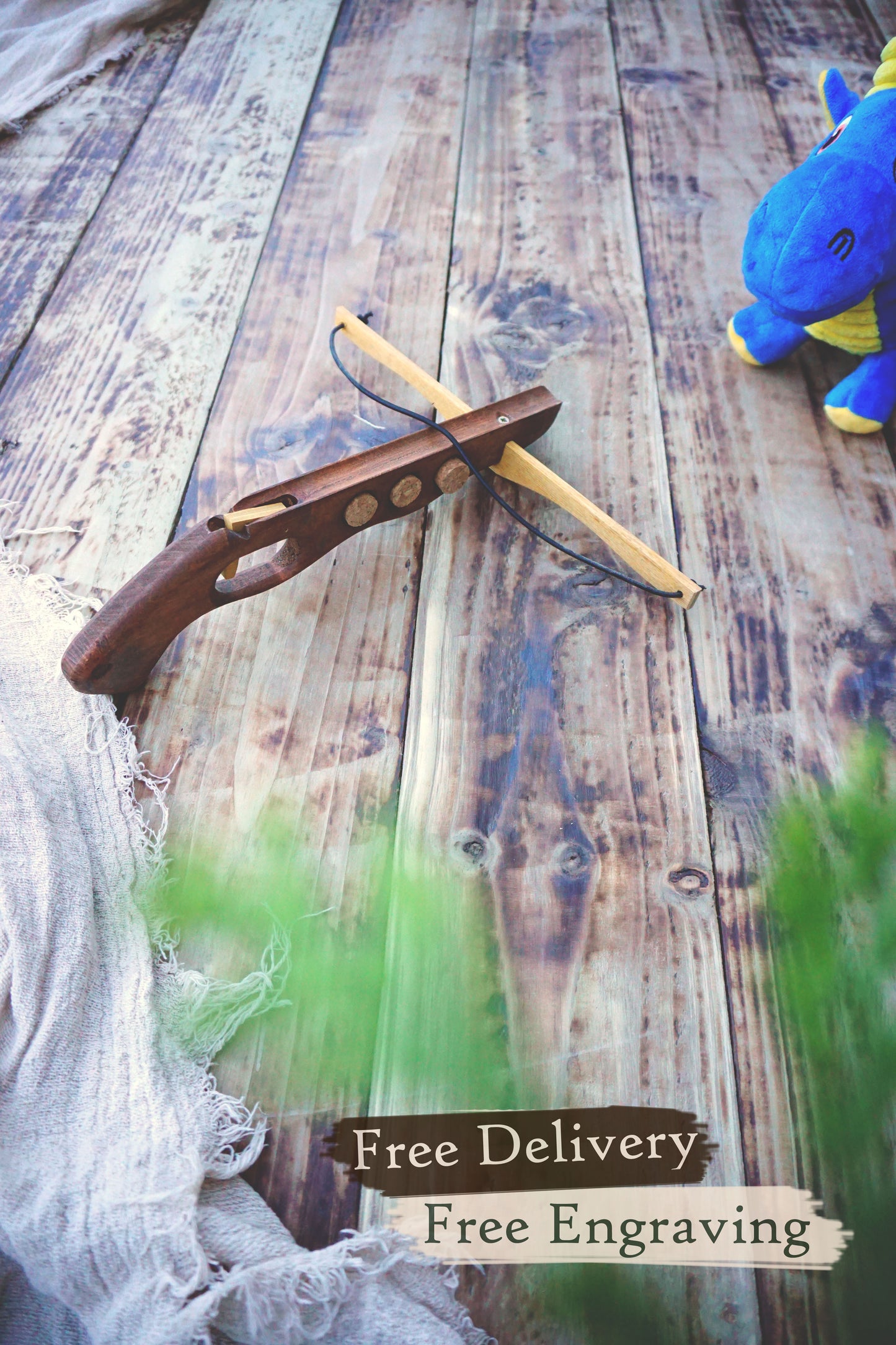 Wooden Cork-Crossbow and 3 corck: Handmade, Personalised Gift toy