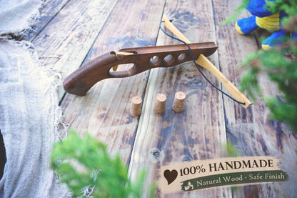 Wooden Cork-Crossbow and 3 corck: Handmade, Personalised Gift toy