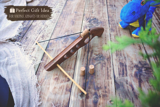 Wooden Cork-Crossbow and 3 corck: Handmade, Personalised Gift toy