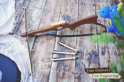 Large Wooden Crossbow and 3 Arrows: Handmade, Personalised Gift