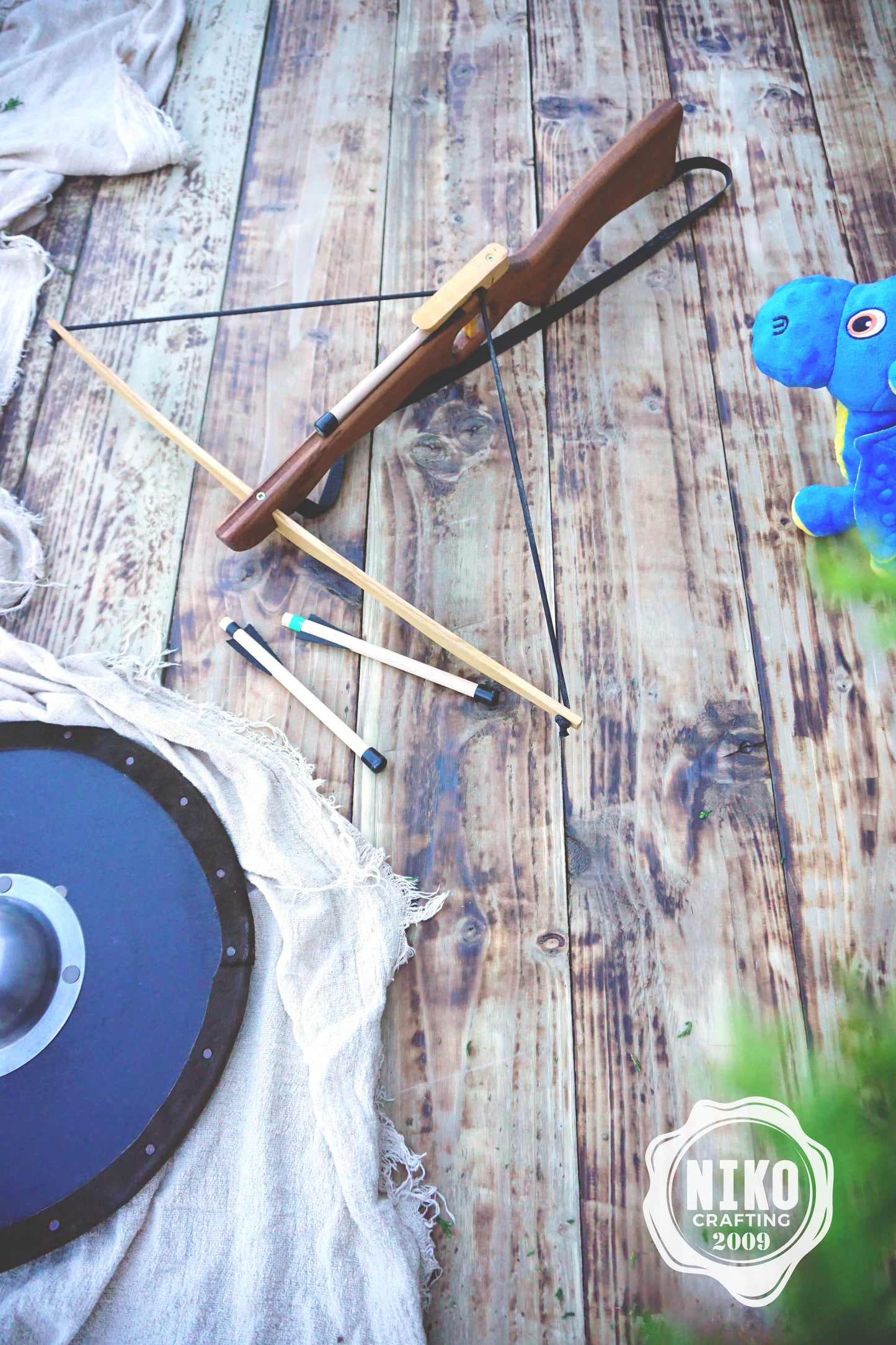 Large Wooden Crossbow and 3 Arrows: Handmade, Personalised Gift
