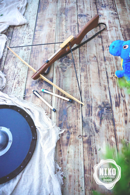 Large Wooden Crossbow and 3 Arrows: Handmade, Personalised Gift