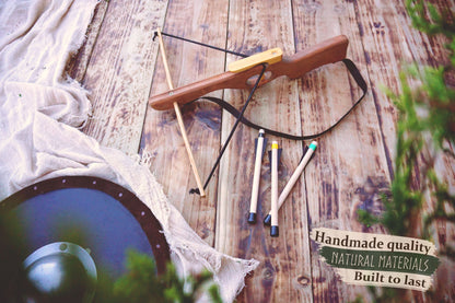 Small Wooden Crossbow and 3 Arrows: Handmade, Personalised Gift