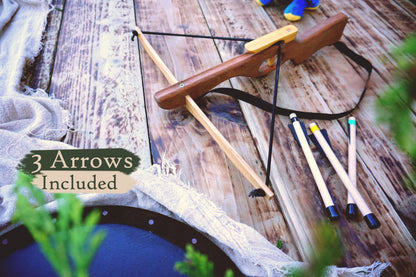 Small Wooden Crossbow and 3 Arrows: Handmade, Personalised Gift
