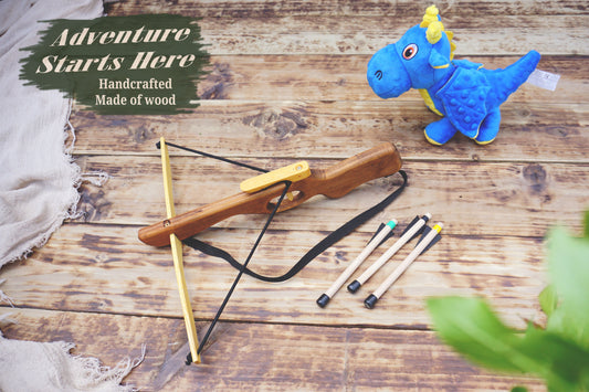 Small Wooden Crossbow and 3 Arrows: Handmade, Personalised Gift