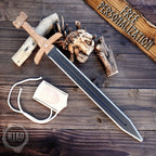Wooden Viking Toy Sword with Leather Scabbard – Handmade, Personalised Toy - A