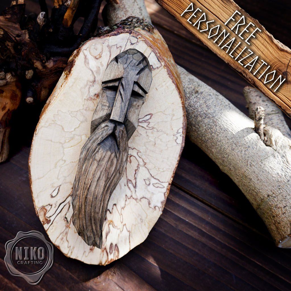 Hand-Carved Viking Wall Art - Rustic Decoration - Handmade Personalised Gift