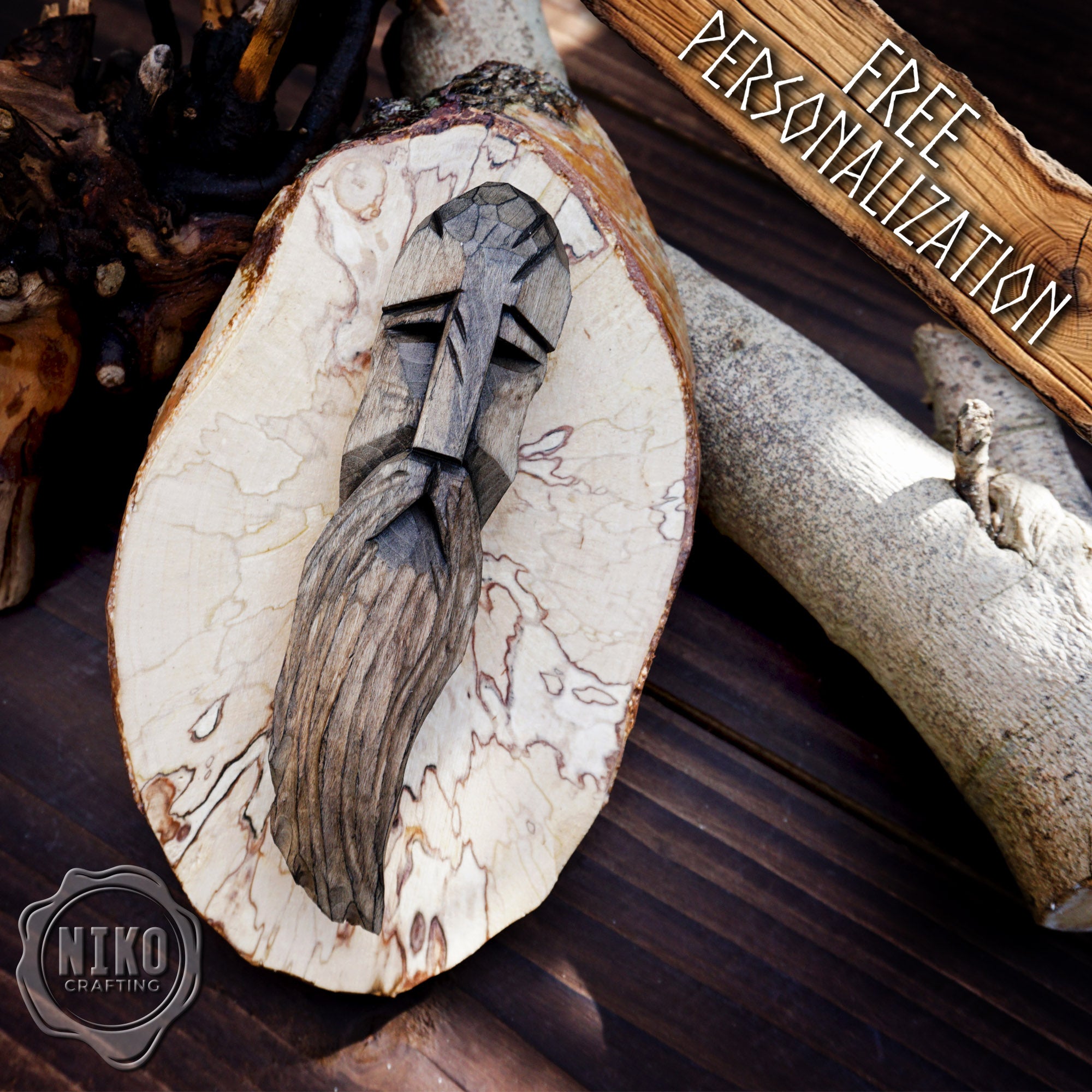 Hand-Carved Viking Wall Art - Rustic Decoration - Handmade Personalised Gift