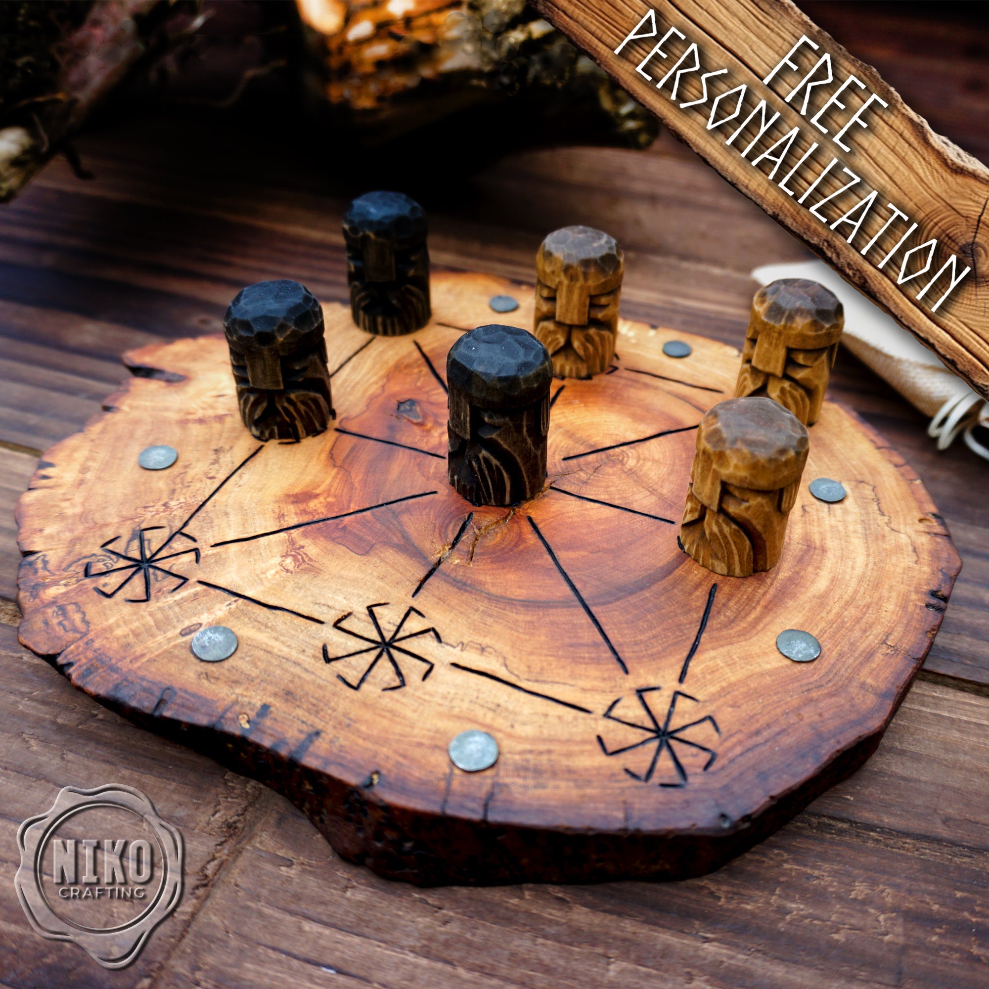 Three Men’s Morris – Handmade Wooden Board Game - Slavic Version - slavic swarga