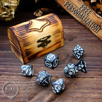 DnD Dice in Wooden Box - Pyrography: Thor Hammer - Hand-made, Personalized Dungeons and dragons Gift