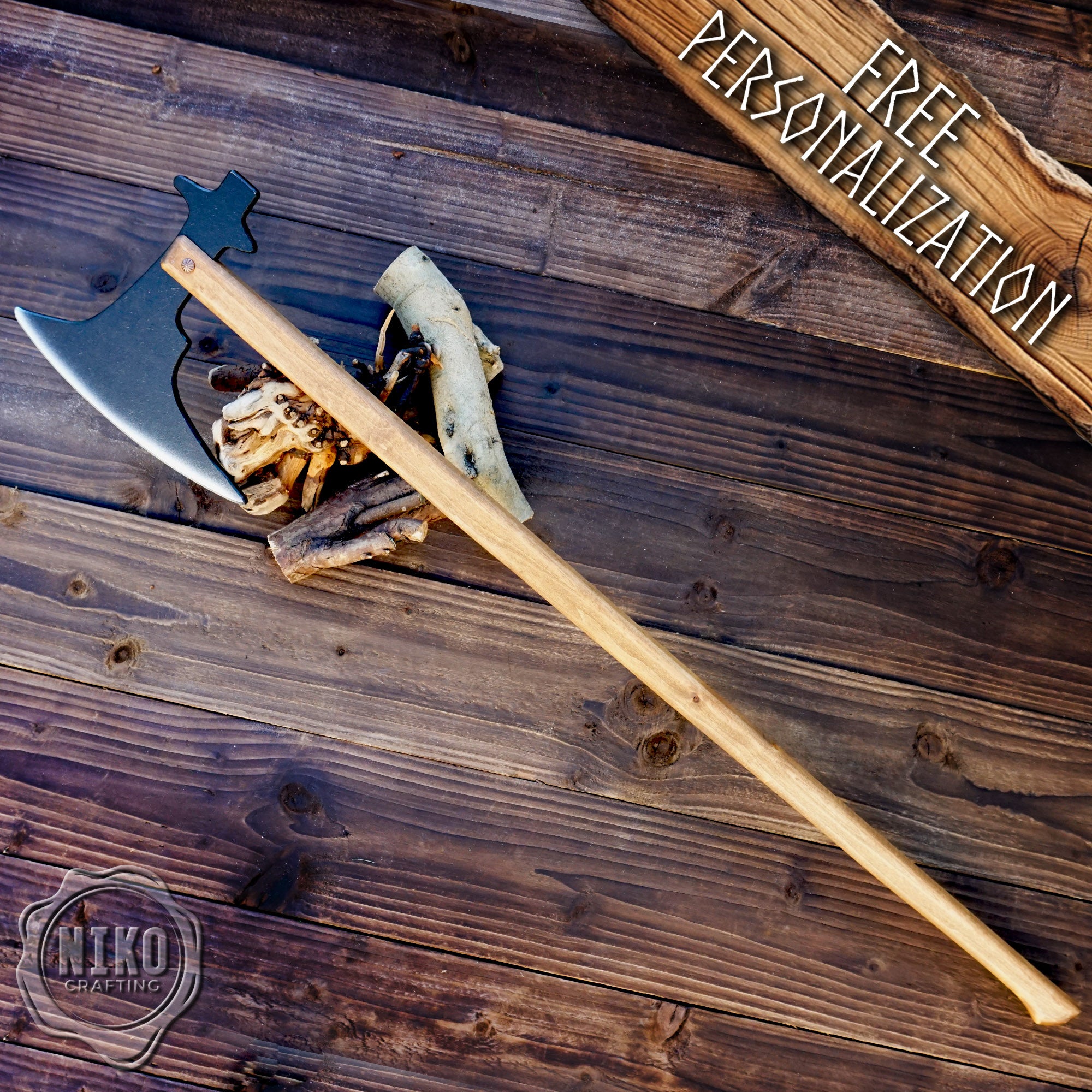 Wooden Medieval Toy Battle Axe – Viking Personalized, Unique Gift.