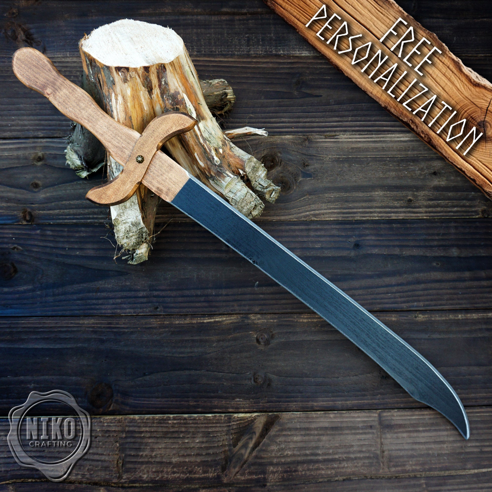 Wooden Large Toy Sword - Falchion: Handmade Personalised Gift