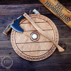 Wooden Viking Axe and Round Shield - Handmade Personalised Toy