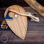 Wooden Viking Axe and Almond Shield - Handmade Personalised Toy