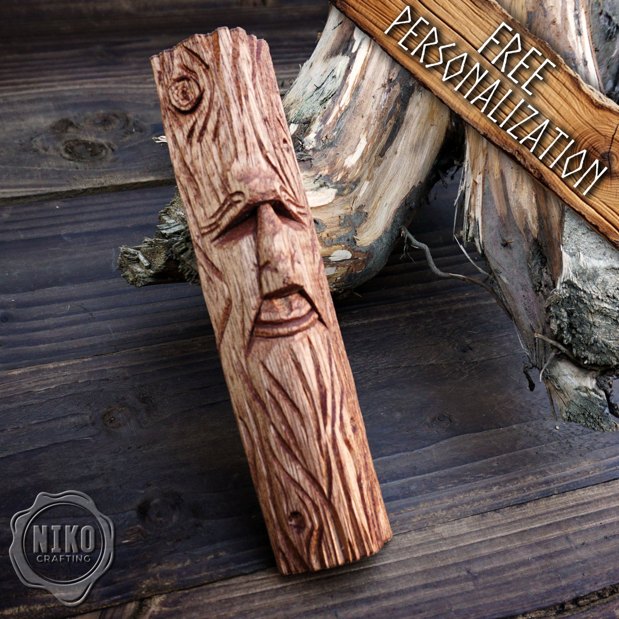 Hand-Carved Green Man Wood Spirit from Rare Majau Wood – Unique Wall Hanging Sculpture