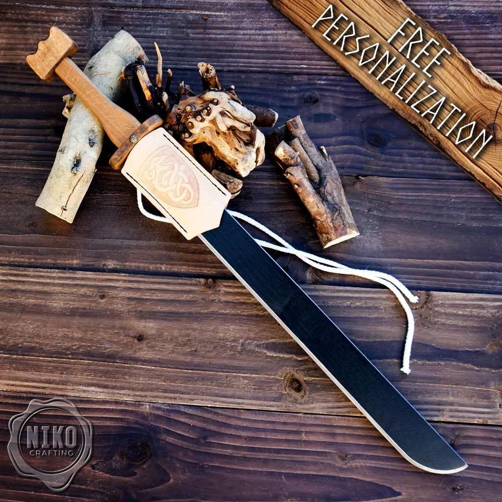 Wooden Viking swords - Langsax (Scramasax) - Handmade, Personalised gift