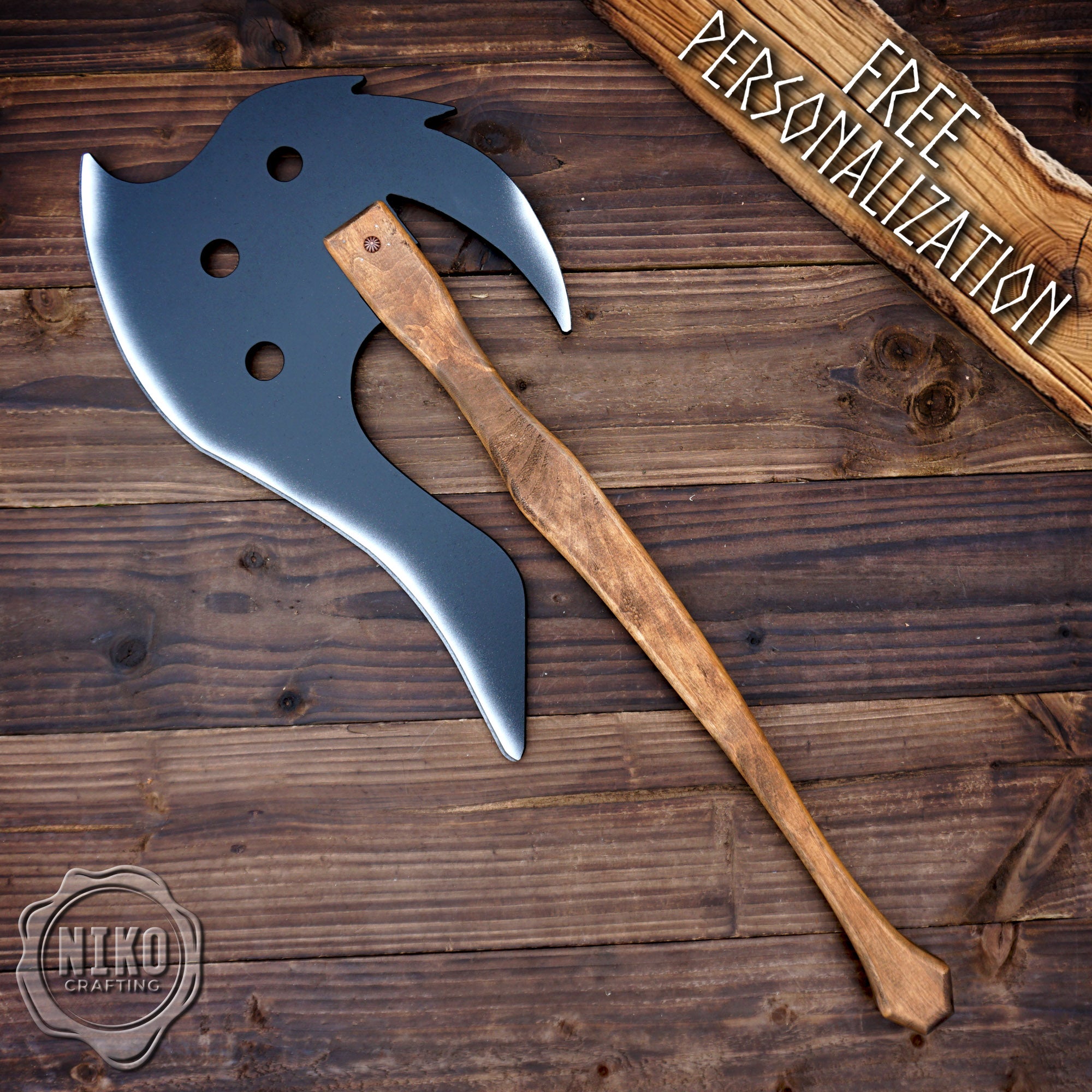 Wooden Large Fantasy Toy Axe - Personalised, Unique Gift.