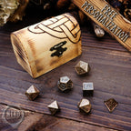 Metal Dice in Wooden Box - Pyrography: Viking Knotwork - Hand-made, Personalized Dungeons and dragons Gift