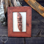 Hand Carved Viking in Frame - Personalized Rustic Home Decoration – Handmade Wal Art - Red/Brown