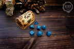 DnD Dice in Wooden Box - Pyrography: Vegvísir - Hand-made, Personalized Dungeons and dragons Gift
