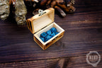 DnD Dice in Wooden Box - Pyrography: Vegvísir - Hand-made, Personalized Dungeons and dragons Gift