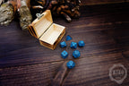 DnD Dice in Wooden Box - Pyrography: Vegvísir - Hand-made, Personalized Dungeons and dragons Gift