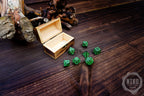 DnD Dice in Wooden Box - Pyrography: Viking Knots - Hand-made, Personalized Dungeons and dragons Gift