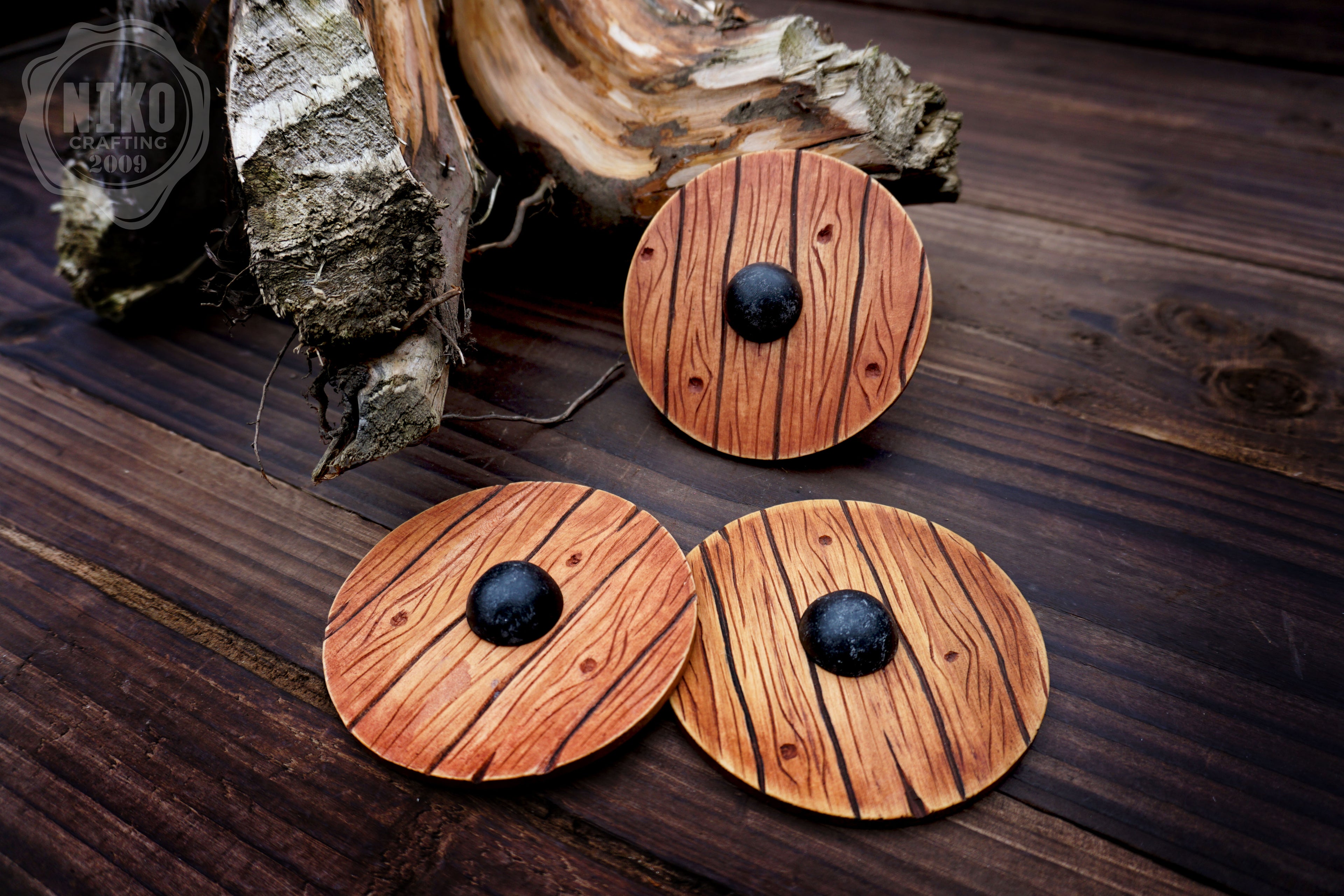 Wooden Fridge Magnet - Viking Round Shield: Hand-Carved,Personalised and Unique (c)