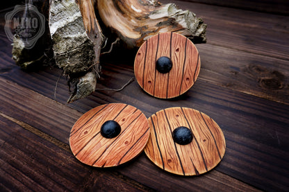 Wooden Fridge Magnet - Viking Round Shield: Hand-Carved,Personalised and Unique (c)