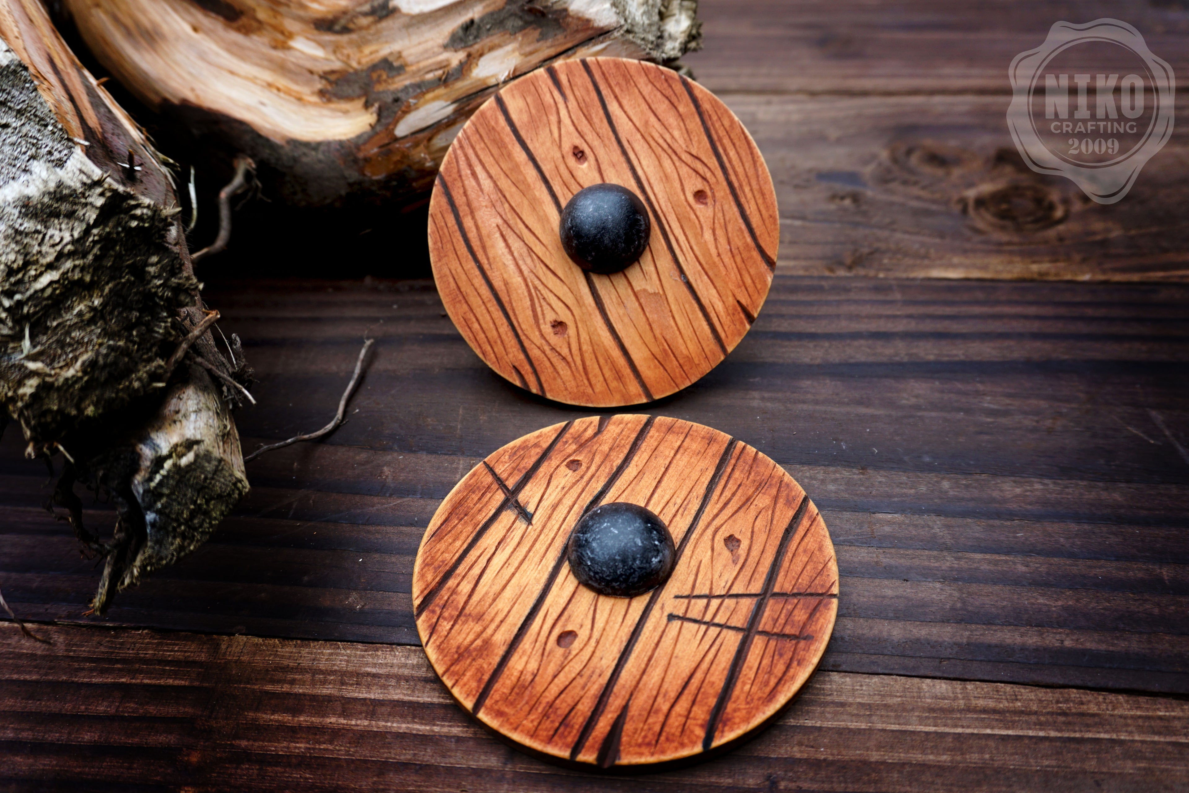 Wooden Fridge Magnet - Viking Round Shield: Hand-Carved,Personalised and Unique (c)