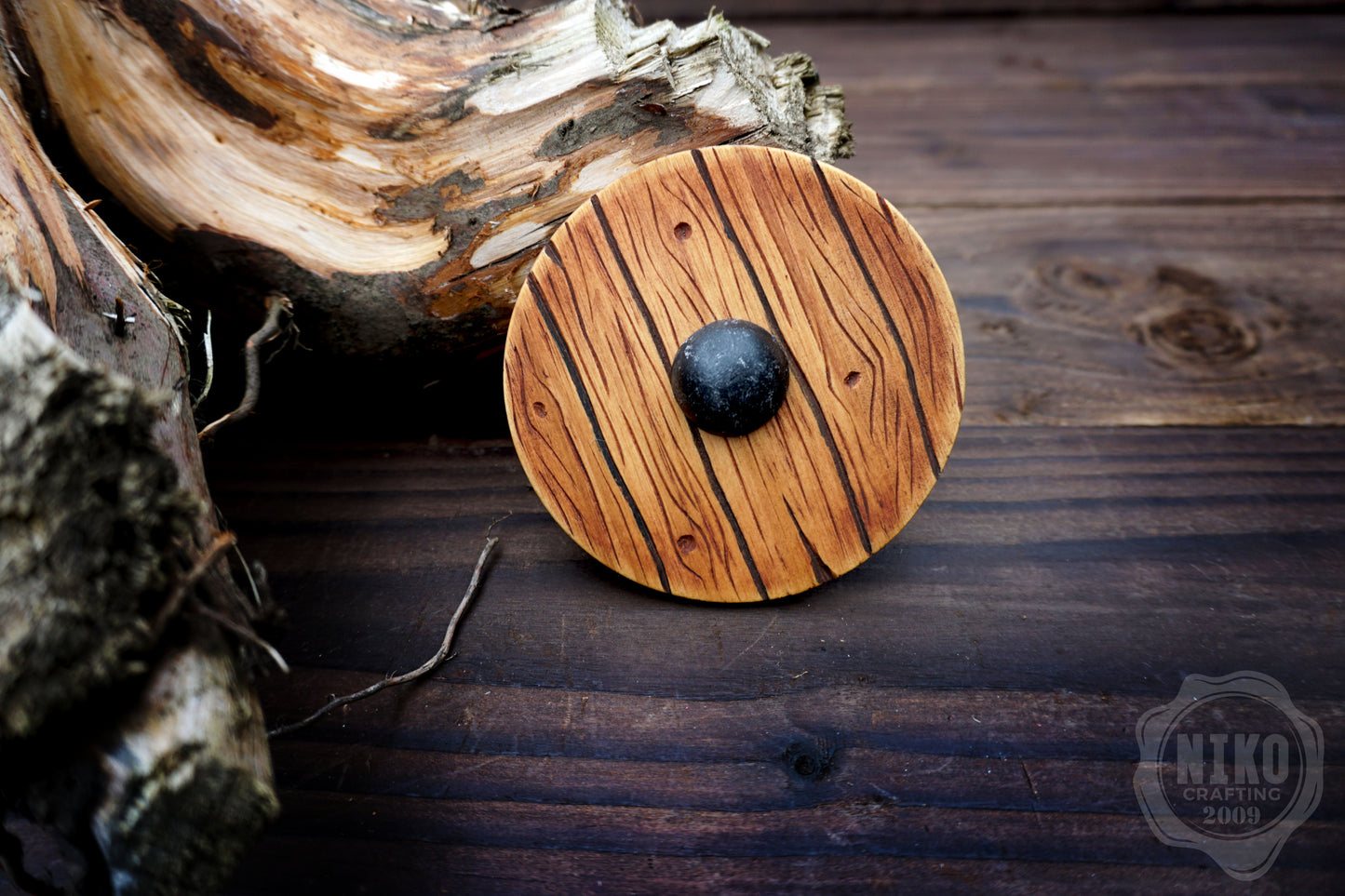 Wooden Fridge Magnet - Viking Round Shield: Hand-Carved,Personalised and Unique (c)