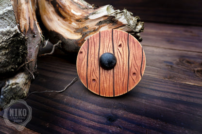 Wooden Fridge Magnet - Viking Round Shield: Hand-Carved,Personalised and Unique (c)