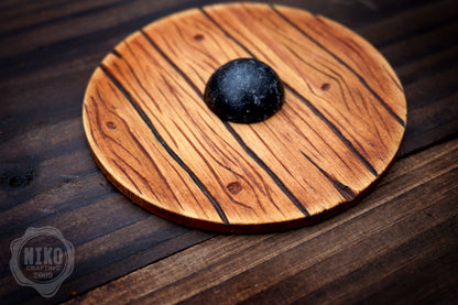 Wooden Fridge Magnet - Viking Round Shield: Hand-Carved,Personalised and Unique (c)