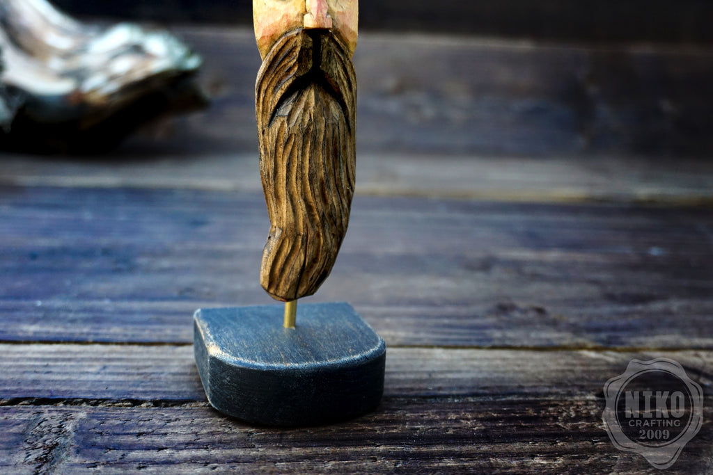 Hand-Carved Bearded Viking- Whittled Standing Figurine. Personalised Bearded man