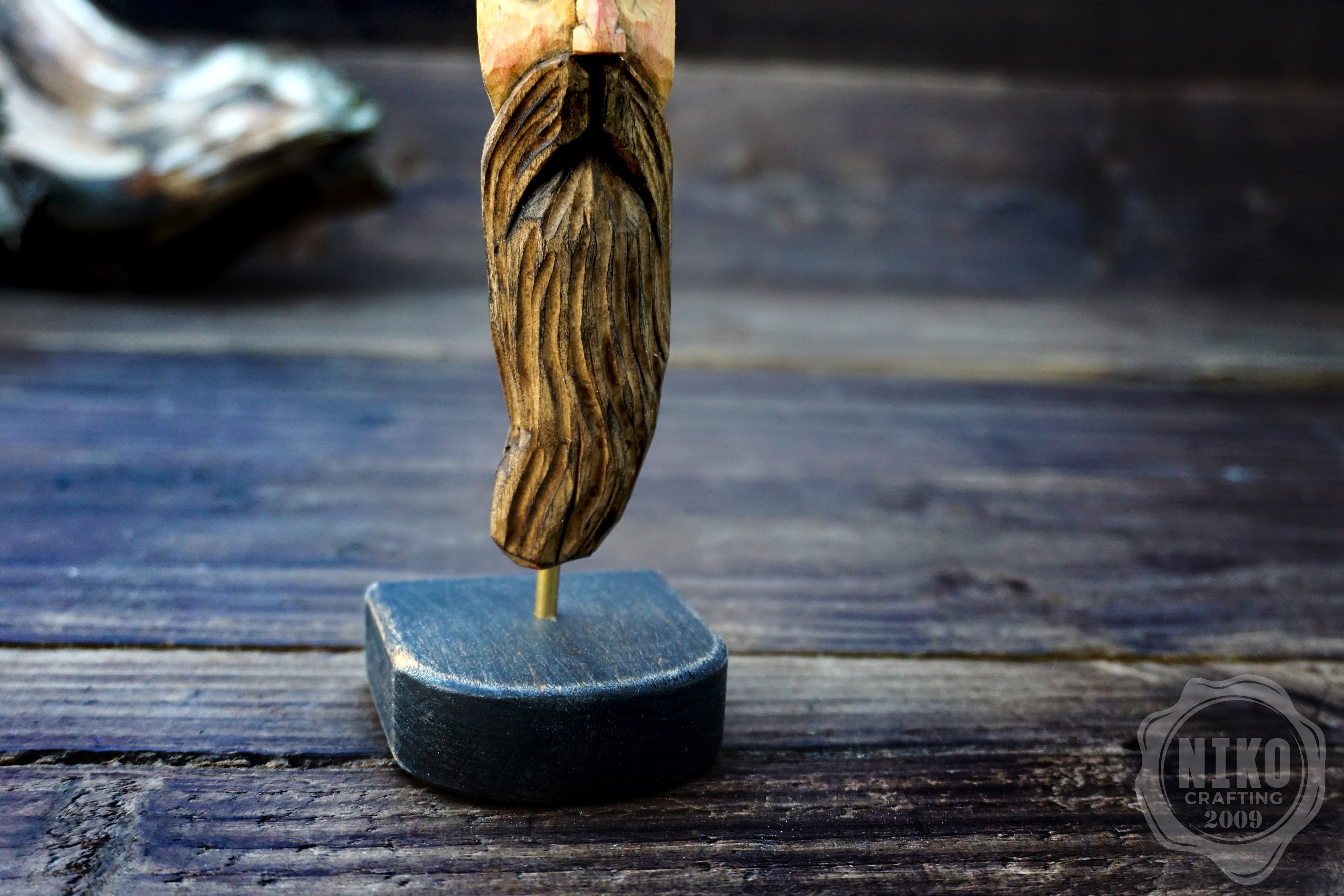 Hand-Carved Bearded Viking- Whittled Standing Figurine. Personalised Bearded man